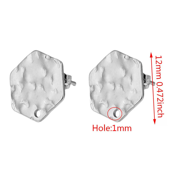 Stainless Steel Geometric Embossed Earring Piece Jewelry Accessories For Earrings Making With Electroplating And 18K Gold Plating