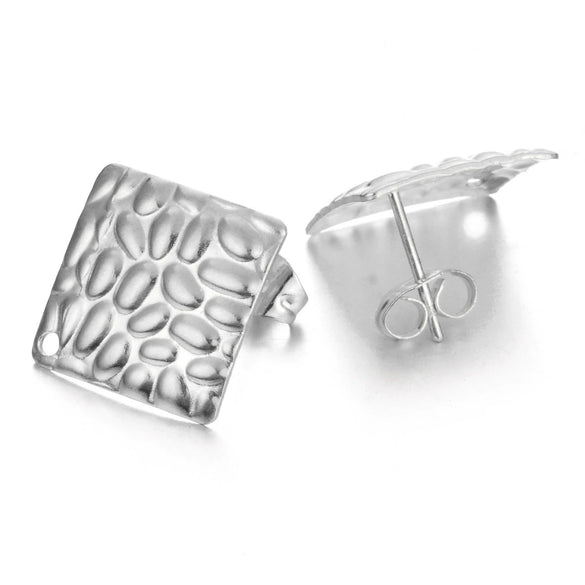 Stainless Steel Geometric Embossed Electroplated Earrings For Diy Making