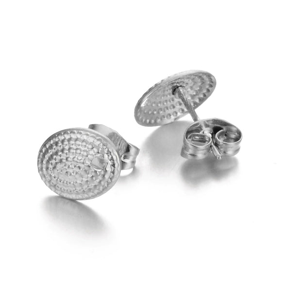 Stainless Steel Geometric Embossed Electroplated Earrings For Diy Making