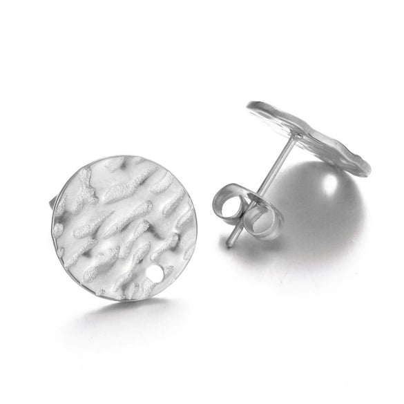 Stainless Steel Geometric Embossed Electroplated Earrings For Diy Making