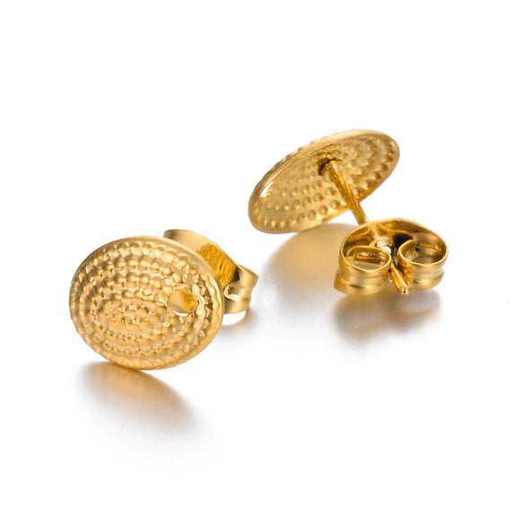 Stainless Steel Geometric Embossed Electroplated Earrings For Diy Making