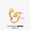 Stainless Steel Geometric Embrace Opening Adjustable Ring For Women With Real Gold Electroplated Treatment