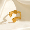 Stainless Steel Geometric Embrace Opening Adjustable Ring For Women With Real Gold Electroplated Treatment