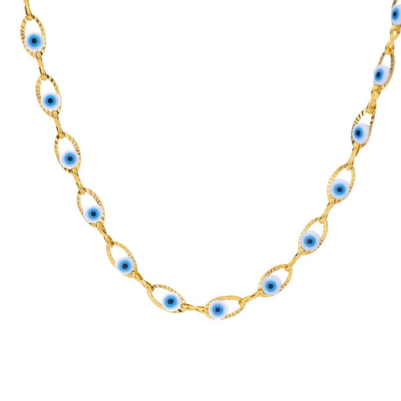 Stainless Steel Geometric Enamel Devil's Eye Clavicle Chain Necklace Electroplated Jewelry