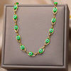 Stainless Steel Geometric Enamel Devil's Eye Clavicle Chain Necklace Electroplated Jewelry