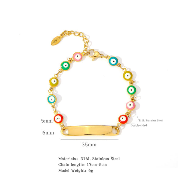 Stainless Steel Geometric Evil Eye Women's Bracelet With Electroplating