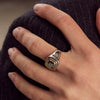 Stainless Steel Geometric Exaggerated Earrings And Retro Ring Jewelry With Electroplating