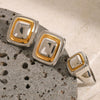 Stainless Steel Geometric Exaggerated Earrings And Retro Ring Jewelry With Electroplating