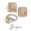 Stainless Steel Geometric Exaggerated Earrings And Retro Ring Jewelry With Electroplating