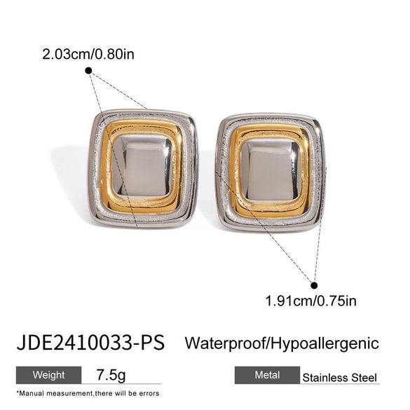 Stainless Steel Geometric Exaggerated Earrings And Retro Ring Jewelry With Electroplating
