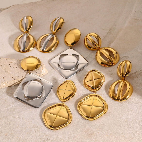 Stainless Steel Geometric Exaggerated Electroplated Women's Earrings