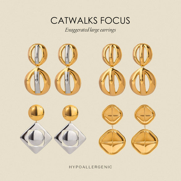Stainless Steel Geometric Exaggerated Electroplated Women's Earrings