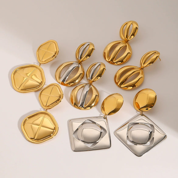 Stainless Steel Geometric Exaggerated Electroplated Women's Earrings