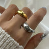 Stainless Steel Geometric Exaggerated Ring With Electroplating For Women