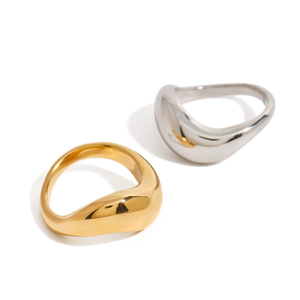 Stainless Steel Geometric Exaggerated Ring With Electroplating For Women
