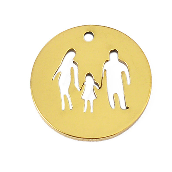 Stainless Steel Geometric Family Round Happiness Diy Pendant Jewelry Accessories