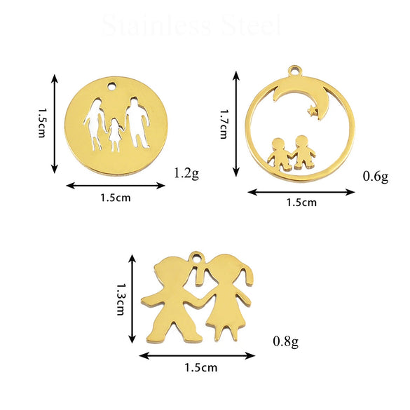 Stainless Steel Geometric Family Round Happiness Diy Pendant Jewelry Accessories