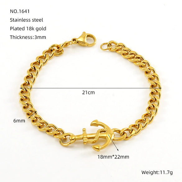 Stainless Steel Geometric Fashion Electroplated Women's Cuban Chain Bracelet