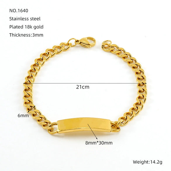 Stainless Steel Geometric Fashion Electroplated Women's Cuban Chain Bracelet