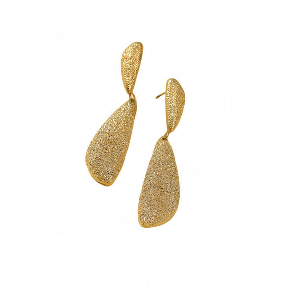 Stainless Steel Geometric Fashion Exaggerated Electroplated Frosted Fold Texture Earrings For Women