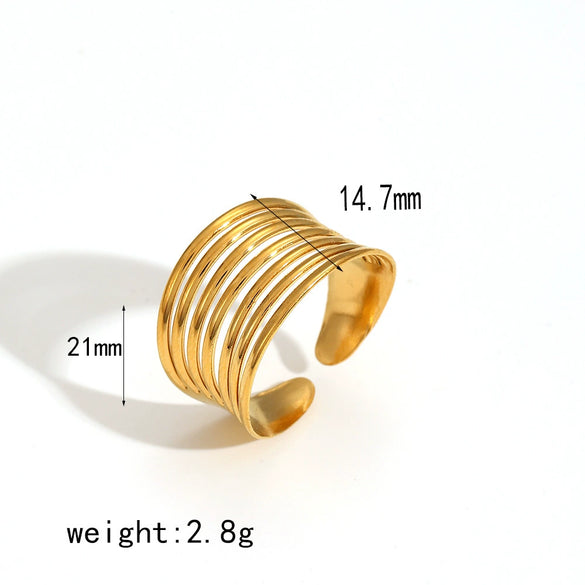Stainless Steel Geometric Fashion Jewelry Set For Women Ring Bracelet And Earrings With Electroplating