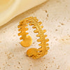 Stainless Steel Geometric Fish Bone Ring For Women 18K Goldplated Electroplated