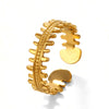 Stainless Steel Geometric Fish Bone Ring For Women 18K Goldplated Electroplated