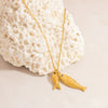 Stainless Steel Geometric Fish Pendant Necklace For Women With 18K Gold Electroplated Cross Chain