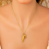 Stainless Steel Geometric Fish Pendant Necklace For Women With 18K Gold Electroplated Cross Chain