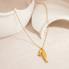 Stainless Steel Geometric Fish Pendant Necklace For Women With 18K Gold Electroplated Cross Chain
