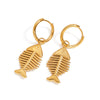 Stainless Steel Geometric Fishbone Pendant Women's Earrings With Electroplating