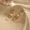 Stainless Steel Geometric Fishbone Pendant Women's Earrings With Electroplating