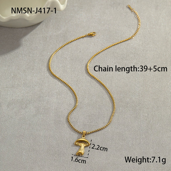 Stainless Steel Geometric Fishtail Pendant Necklace Electroplated With 18K Gold For Women