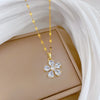 Stainless Steel Geometric Fivepetal Flower Pendant Necklace Unisex Luxury Elegant Gorgeous Cartoon Minimalist
