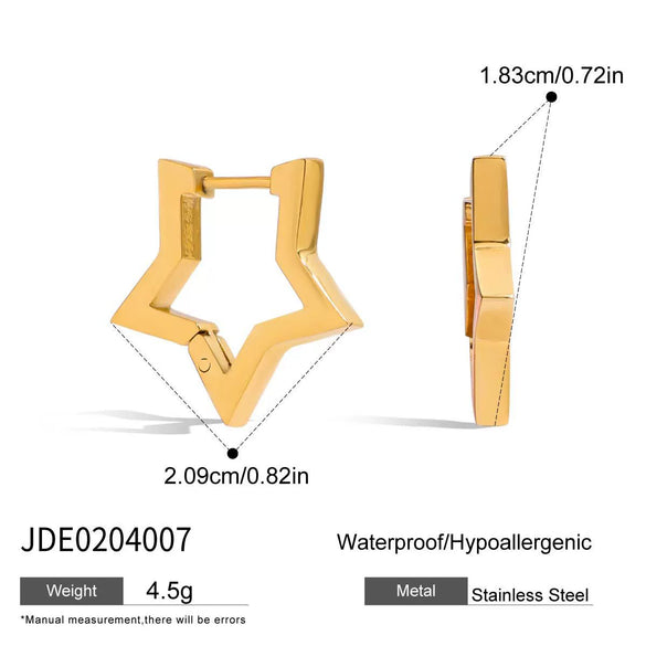 Stainless Steel Geometric Fivepointed Star Cut Out Electroplated Women's Earrings Jewelry