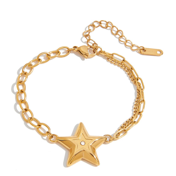 Stainless Steel Geometric Fivepointed Star Electroplated Women's Bracelet Jewelry