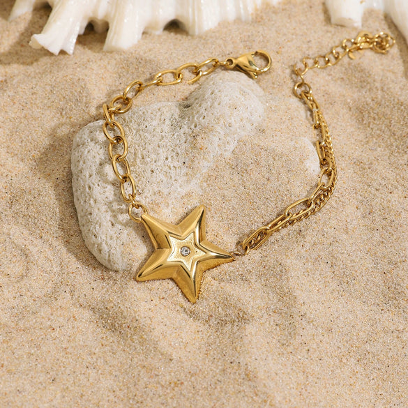 Stainless Steel Geometric Fivepointed Star Electroplated Women's Bracelet Jewelry