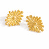 Stainless Steel Geometric Flower Asymmetrical Earrings For Women Gold Plated Light Luxury Minimalist Style