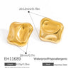 Stainless Steel Geometric Flower Asymmetrical Earrings For Women Gold Plated Light Luxury Minimalist Style