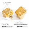 Stainless Steel Geometric Flower Asymmetrical Earrings For Women Gold Plated Light Luxury Minimalist Style