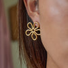Stainless Steel Geometric Flower Earrings With Electroplating Design