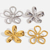 Stainless Steel Geometric Flower Earrings With Electroplating Design