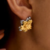 Stainless Steel Geometric Flower Electroplated Earrings For Women