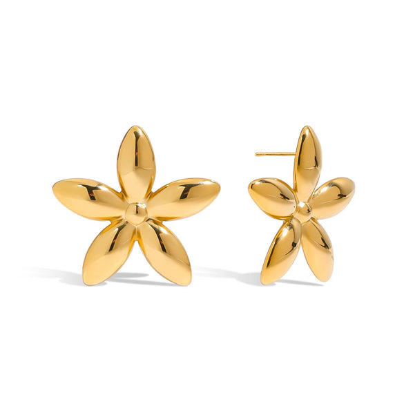 Stainless Steel Geometric Flower Electroplated Women's Earrings