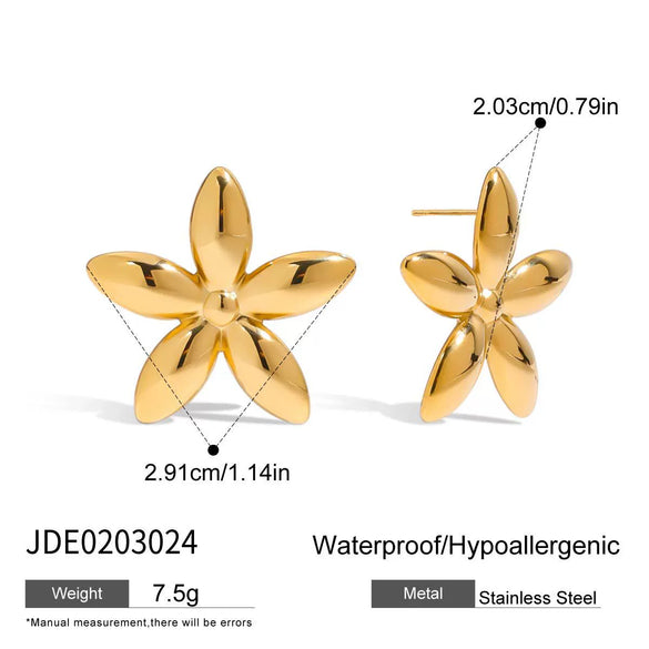 Stainless Steel Geometric Flower Electroplated Women's Earrings