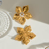 Stainless Steel Geometric Flower Ladies Earrings With Electroplating