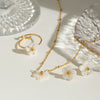 Stainless Steel Geometric Flower Opening Ring Necklace For Women With Electroplating