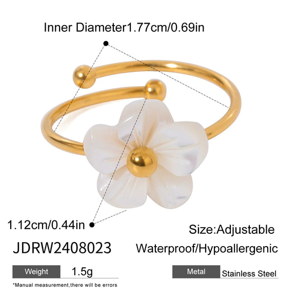 Stainless Steel Geometric Flower Opening Ring Necklace For Women With Electroplating