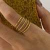 Stainless Steel Geometric Flower Ring Electroplated Jewelry For Women