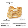 Stainless Steel Geometric Flower Ring Electroplated Jewelry For Women